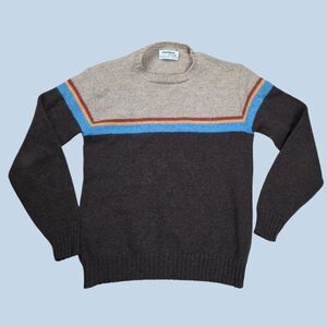 Vintage V Puritan ThermaX  Sweater Mens Large Brown Wool Blend USA Striped Good